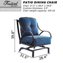 Festival Depot 1 Patio Sofa Chair with Thick Cushions Metal Frame Outdoor Furniture for Bistro Deck Garden (Blue)