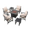 Festival Depot 7 Pcs Patio Conversation Set Outdoor Furniture 50,000 BTU Propane Fire Pit Table Gas and Armrest Chair Coffee Table with Thick & Soft Cushions for Garden, Pool, Backyard