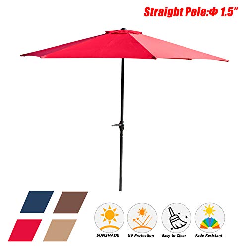 Festival Depot 9Ft Round Patio Umbrella Outdoor Market Table Umbrella with Hand Crank Open System Without Base or Stand for Deck Porch Pool Balcony