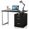 Festival Depot 47.5" Home Office Desk Modern Computer Desk with Metal Frame Laptop Table with Reversible File Cabinet Including Drawers for Study Working