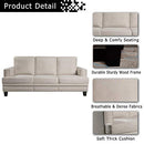 Festival Depot 1 Piece Indoor Modern Fabric Furniture Rivet Edge Armrest 3-Seat Sofa Couch for Living Room Bedroom with Comfortable Seat, 74.8" x 31.5" x 30.7"