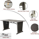 Festival Depot Patio Dining Table Rectangle Wicker Table in Metal Frame with Woven Rattan Outdoor Furniture for Deck Garden Poolside