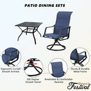 Festival Depot 5-Piece Patio Dining Sets Outdoor Furniture with Round Swivel Chairs Deck Table High Textilene Back and Metal Frame for Backyard Porch Lawn Garden