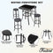 Sports Festival 5 Pcs Patio Bistro Height Set 4 Outdoor Furniture, Backless Bar Stool Chair with Round Seat, Foot Pedals and 40" Tempered Glass Desktop Metal Frame Steel Square Table for Deck Porch