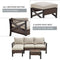 Festival Depot 5 Pieces Patio Conversation Set Outdoor Furniture Sectional Sofa with All-Weather Brown PE Rattan Wicker Back Chair, Coffee Table, Ottoman and Thick Soft Removable Couch Cushions