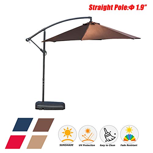 Festival Depot Outdoor Patio Umbrella Offset Cantilever Hanging Sun Umbrella with Hand Crank and Water Base/Stand for Pool Porch Deck Market Lawn
