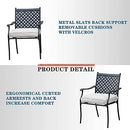 Festival Depot 5 Piece Patio Furniture Set 4 Outdoor Wrought Iron Dining Chairs with Thick Seat Cushions and Square Metal Table with 2.16" Umbrella Hole for Garden Yard Deck