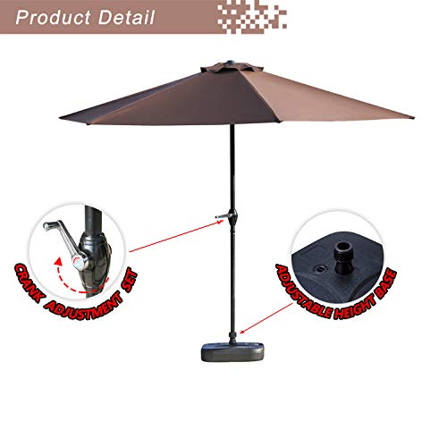 Festival Depot 9Ft Round Patio Umbrella Outdoor Market Table Umbrella with Hand Crank Open System Without Base or Stand for Deck Porch Pool Balcony