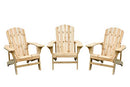 3 Piece Rustic Natural Finish Wooden Adirondack Chair for Outdoor Seating Comfort