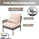 Festival Depot Patio Wicker Dining Chair, All-Weather Rattan Sectional Sofa Outdoor Furniture with Metal Frame Removable Seat & Back Cushion Pillow for Garden Pool Backyard Lawn (Beige)