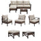 Festival Depot 5 Pieces Patio Conversation Set Outdoor Furniture Sectional Sofa with All-Weather Brown PE Rattan Wicker Back Chair, Coffee Table, Ottoman and Thick Soft Removable Couch Cushions