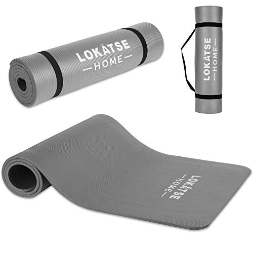 LOKATSE HOME Yoga Mat Thick,Non Slip Men Women Exercise Mat for Home Floor Gym of Workout with Carry Strip 72x24.4x2/5Inches (Gray)