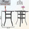 Festival Depot 3pcs Patio Set Bar Height Stools Bistro Swivel Chairs and Square Tempered Glass Top Table Outdoor Furniture