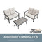 Festival Depot 3 Pcs Patio Bistro Sets Outdoor Arbitrary Combination Conversation Furniture with 2 Loveseat and 1 Coffee Table for Bar Indoor Home Garden Pool Porch (Beige)