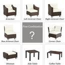 Festival Depot 6 Pcs Patio Conversation Set Outdoor Furniture Combination Sectional Sofa All-Weather PE Wicker Metal Armchairs with Seating Back Cushions Side Coffee Table Ottoman (Beige)