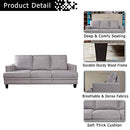 Festival Depot 1 Piece Indoor Modern Fabric Furniture Rivet Edge Armrest 3-Seat Sofa Couch for Living Room Bedroom with Comfortable Seat, 74.8" x 31.5" x 30.7"