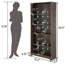 Festival Depot 5-Tier Bookcase Storage Organizer Cabinet Unit 66.3 Inches Height Decor Furniture Bookshelf with Adjustable Shelves Display Rack for Office Living Room