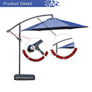 Festival Depot Outdoor Patio Umbrella Offset Cantilever Hanging Sun Umbrella with Hand Crank and Water Base/Stand for Pool Porch Deck Market Lawn