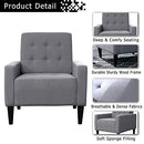 Festival Depot 2 pcs Indoor Modern Fabric Furniture Set Accent Armrest Chair Single Sofa for Living Room Bedroom with Hand-Crafted Button Tufting Detail and Deep Seat, 30.7" x 30.7" x 35", Grey