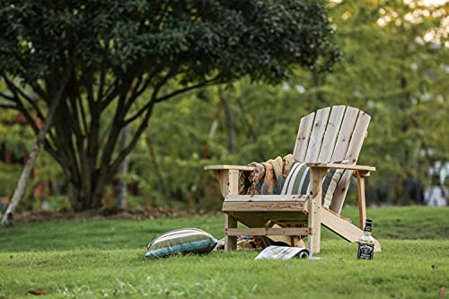 Rustic Natural Finish Wooden Adirondack Chair for Outdoor Seating Comfort