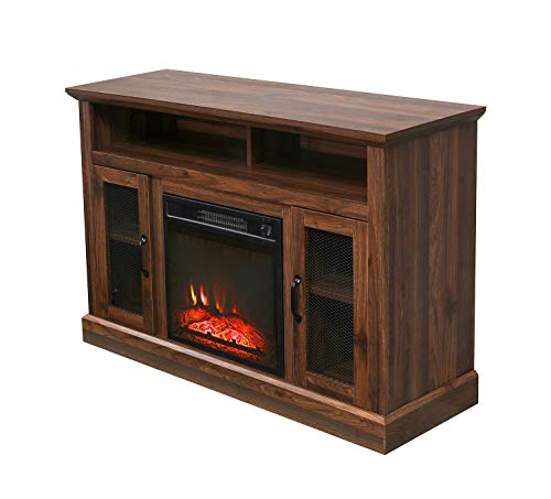 Festival Depot 43" Wide TV Stand with Electric Fireplace Console for TVs up to 55",for Living Room (43inch Espresso)