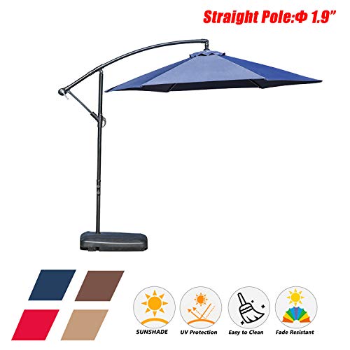 Festival Depot Outdoor Patio Umbrella Offset Cantilever Hanging Sun Umbrella with Hand Crank and Water Base/Stand for Pool Porch Deck Market Lawn