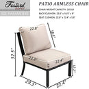 Festival Depot 1 Piece Patio Sofa Chair Outdoor Furniture Metal Armchair with Thick Seat and Back Cushions for Bistro Porch Balcony, Beige