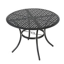 Festival Depot Patio Outdoor Dinning Table with 2.04" Umbrella Hole Metal Table with Collapsible Tabletop for Garden Poolside Deck (Round)