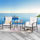 Festival Depot 3 Pcs Patio Bistro Sets Outdoor Conversation Furniture with 2 Dining Armchairs and 1 Square Coffee Table for Bar Indoor Home Garden Pool Porch (Beige)