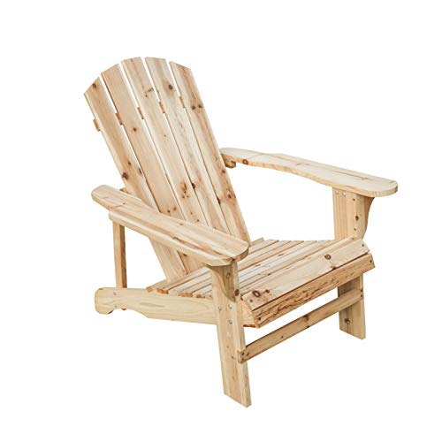 Rustic Natural Finish Wooden Adirondack Chair for Outdoor Seating Comfort