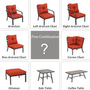 Festival Depot 5 Pcs Patio Conversation Set Sectional Sofa Chair Outdoor Furniture All-Weather Bistro Set with Left-arm&Right-arm Armless Chair Ottoman Side Table for Garden Porch Deck Backyard (Red)