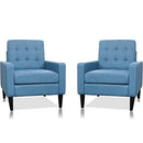 Festival Depot 2 pcs Indoor Modern Fabric Furniture Set Accent Armrest Chair Single Sofa for Living Room Bedroom with Hand-Crafted Button Tufting Detail and Deep Seat, 30.7" x 30.7" x 35", Blue