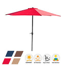 Festival Depot 9Ft Round Patio Umbrella Outdoor Market Table Umbrella with Hand Crank Open System Without Base or Stand for Deck Porch Pool Balcony