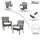 Festival Depot 2 Pcs Patio Willow Dining Chairs, All-Weather Wicker Rattan Outdoor Furniture with Metal Frame Soft Cushion for Garden Pool Backyard Lawn (Beige)