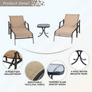 Deluxe 3 Piece Patio Set with Adjustable Textilene Chaise Lounges and Glass Coffee Table