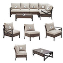 Festival Depot 6 Pieces Patio Furniture Set All-Weather Rattan Wicker Metal Frame Sofa Chair Outdoor Conversation Set Sectional Corner Couch with Cushions and Coffee Table for Deck Poolside
