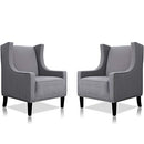 Festival Depot 2 pcs Indoor Modern Fabric Furniture Set Accent Arm Chair Single Sofa for Living Room Bedroom with Wingback and Comfortable Seat, 28.7" x 18.9" x 30.7", Grey