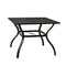 Festival Depot Patio Outdoor Furniture Dining Coffee Bar Table with Umbrella Hole(1.61 in) Square Metal Steel Garden Bar Bistro Pool Coffee All Weather 37"(W)*37"(L)*28.3"(H),Black