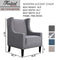 Festival Depot 2 pcs Indoor Modern Fabric Furniture Set Accent Arm Chair Single Sofa for Living Room Bedroom with Wingback and Comfortable Seat, 28.7" x 18.9" x 30.7", Grey