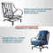 Festival Depot Patio Chair Set of 2 Metal Armchairs with Thick Cushions Outdoor Furniture for Bistro Deck Garden (Blue) (B-PF19110X2-B)