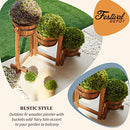Festival Depot Patio Outdoor Planter Rustic Tri-Tier Wooden Flower Pot Shelf with Buckets Garden Decorative Barrel Stand for FD15113 FD15113