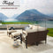 Festival Depot 6 Pieces Patio Conversation Set Outdoor Furniture Sectional Corner Sofa with All-Weather Brown PE Rattan Wicker Back Chair, Ottoman and Thick Soft Removable Couch Cushions