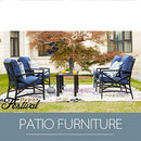 Festival Depot 6 Pieces Outdoor Furniture Patio Conversation Set All-Weather Metal Armchair Sofa Chairs with Seat and Back Cushions Side Coffee Tables