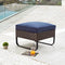 Festival Depot Outdoor Ottoman Patio Bistro Furniture Footstool Foot Rest with All-Weather Premium Fabric Soft Blue Cushion Brown Wicker Rattan and U Shaped Slatted Steel Legs for Garden Yard Lawn