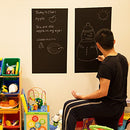 Self-Adhesive Wall Blackboard Sticker Chalkboard Decal Wall Sticker with 5 Colored Chalk - Blackboard Contact Paper Vinyl Measures 17.7" X 78.7" - Black