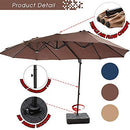 Festival Depot 14.4 ft Outdoor Patio Double-Sided Umbrella Large Hanging Twin Market Ventilation Cantilever Aluminum Offset with Steel Pole Handle Crank