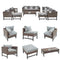 Festival Depot 11 Pieces Outdoor Furniture Patio Conversation Set Combination Sectional Sofa Loveseat All-Weather Wicker Metal Chairs with Seating Back Cushions Side Coffee Table,Gray