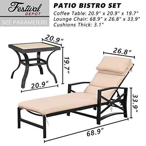 Festival Depot Outdoor Patio Chaise Lounge Chairs with Cushions