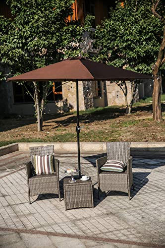 Festival Depot 9Ft Round Patio Umbrella Outdoor Market Table Umbrella with Hand Crank Open System Without Base or Stand for Deck Porch Pool Balcony