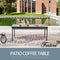 Festival Depot Patio Wicker Coffee Table, All-Weather Rattan Square Dining Table with Metal Steel Frame Wooden-Like Top Outdoor Sectional Furniture for Garden Pool Backyard Lawn (Rectangle)